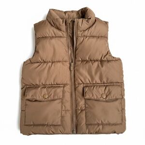 Old Navy Toddler Boy Girl Puffer Vest Size 3T Brown Tan Quilted Water Resistant